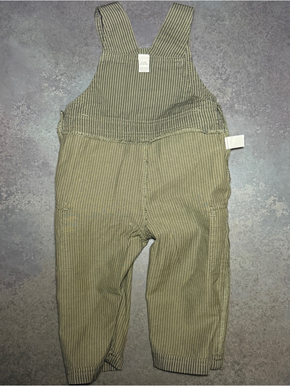 Baby Boys Pinstripe Overalls 12M | Cargo Pocket Bib Overalls | Snap Crotch - Picture 4 of 4